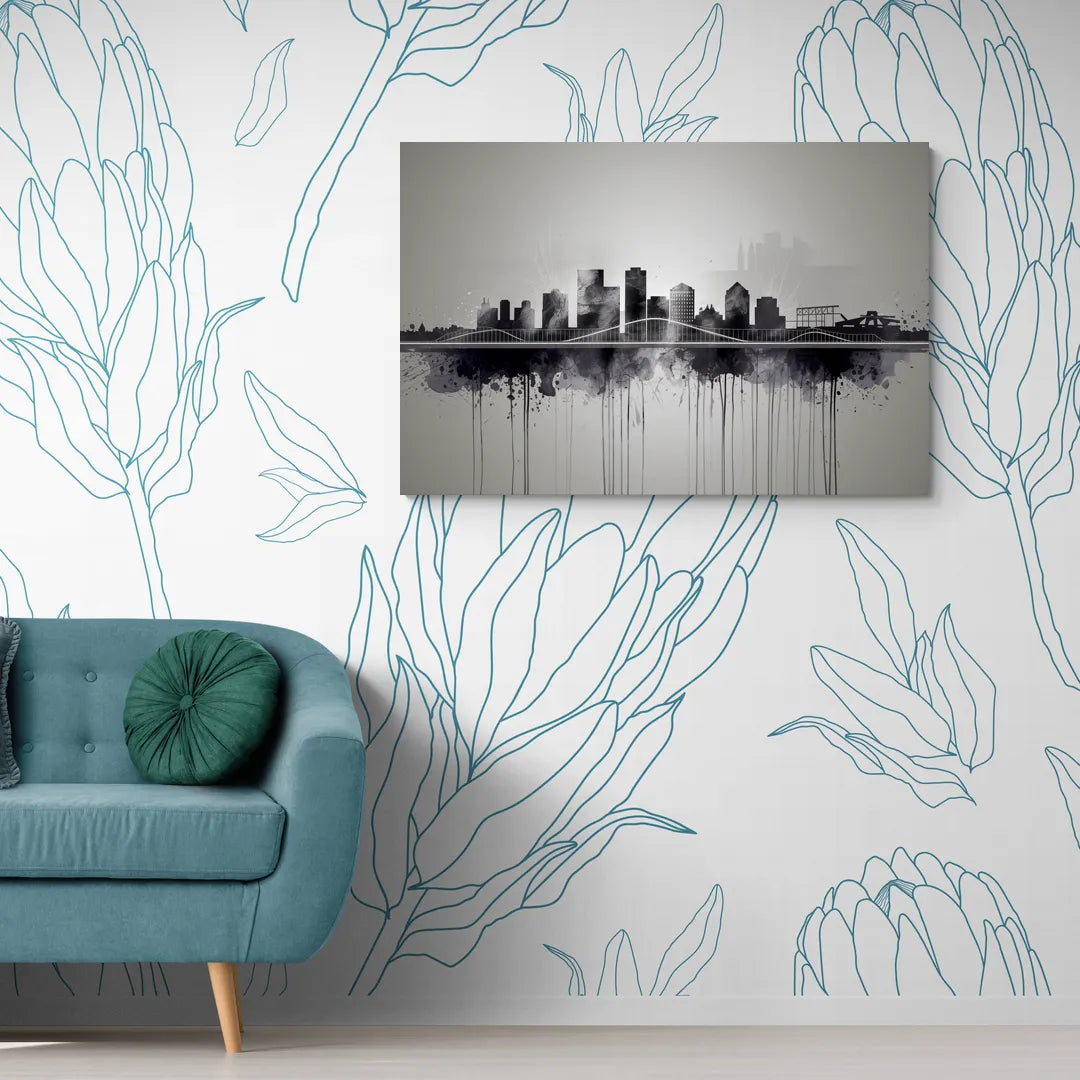 Rochester Cityscape Reflection - Canvas Wall Art Living Room