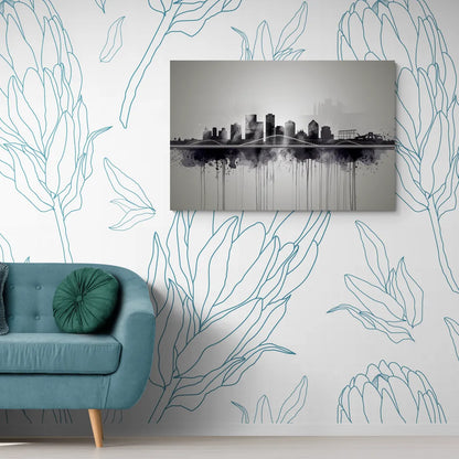 Rochester Cityscape Reflection - Canvas Wall Art Living Room