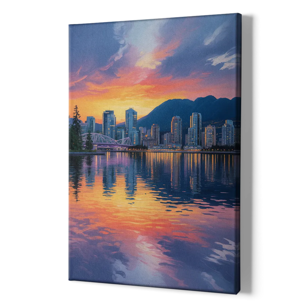 Vancouver Downtown Reflection - Canvas Print Art Sides