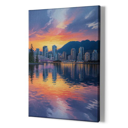 Vancouver Downtown Reflection - Canvas Print Art Sides