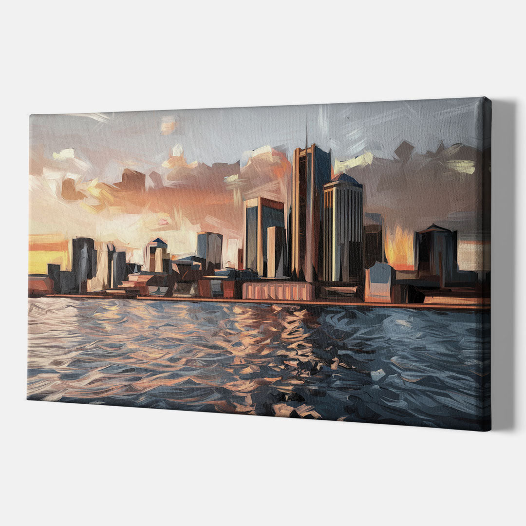 Detroit Cityscape Photography - Canvas Wall Art Indoor