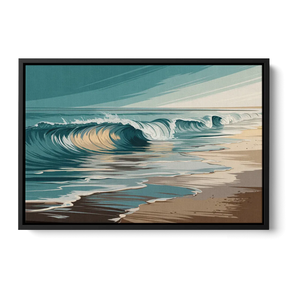 Galveston Ocean Waves - Black Frame Canvas