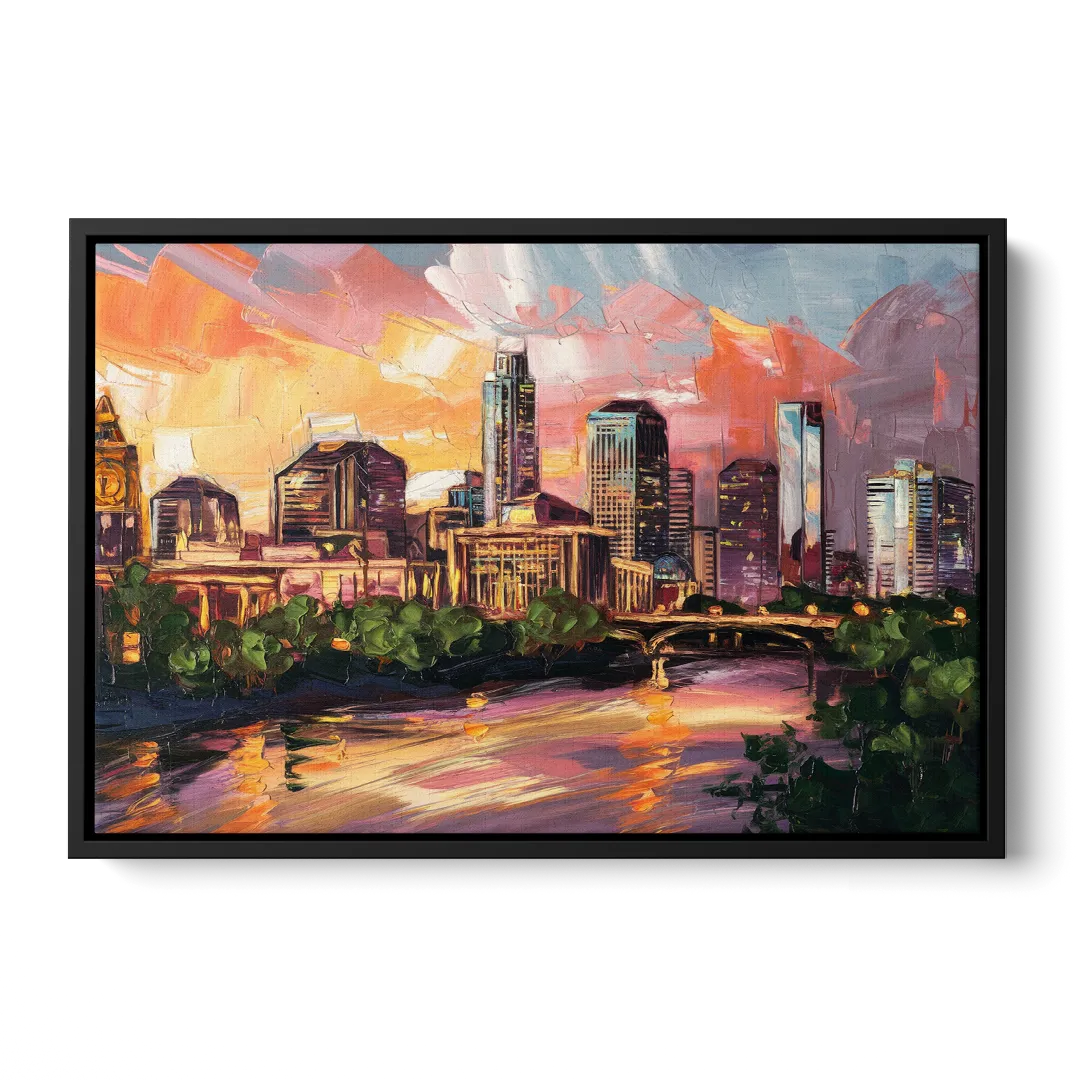Austin Urban Charm - Black Frame Canvas
