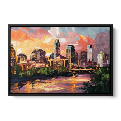 Austin Urban Charm - Black Frame Canvas