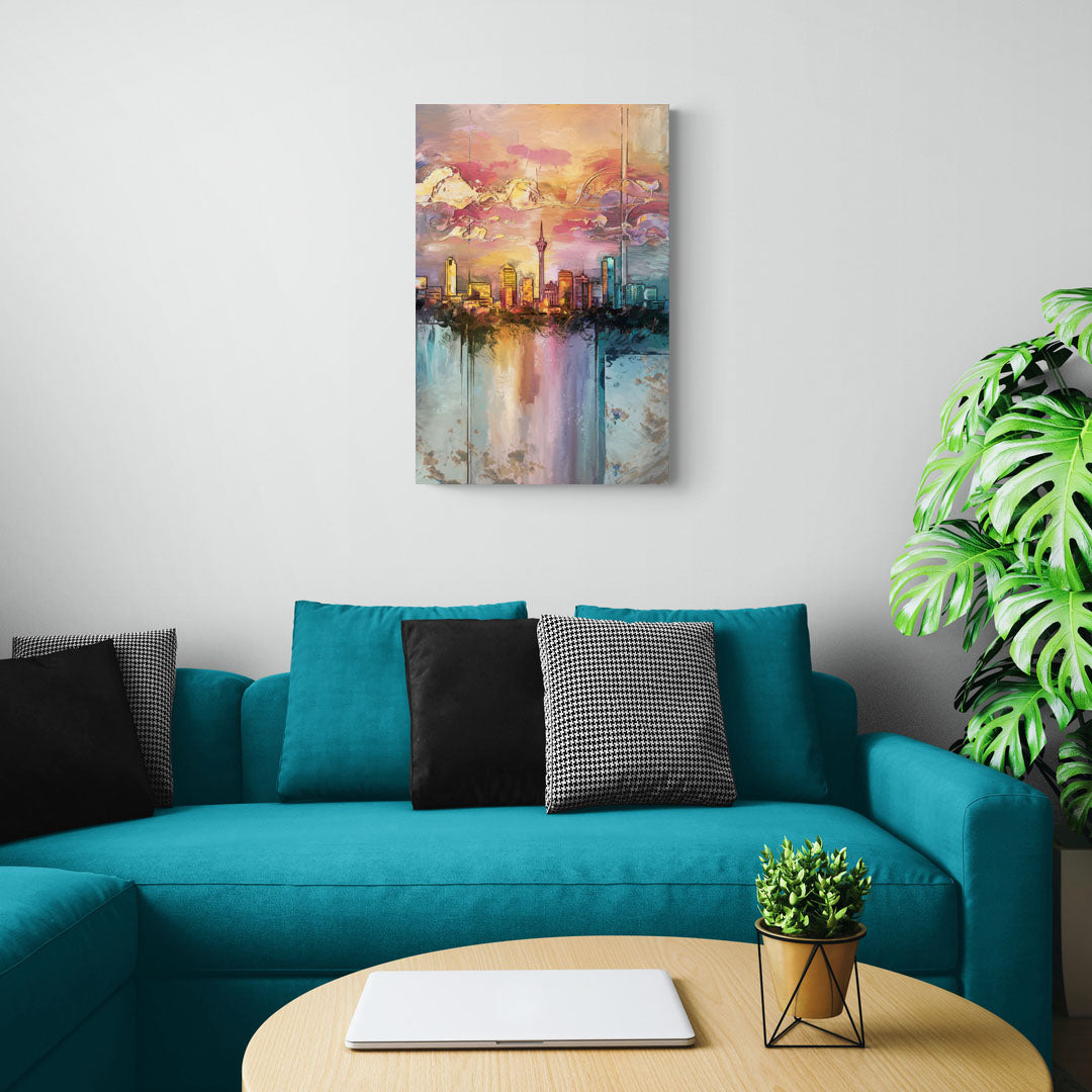 San Antonio Skyline Sunset - Canvas Wall Art Living Room