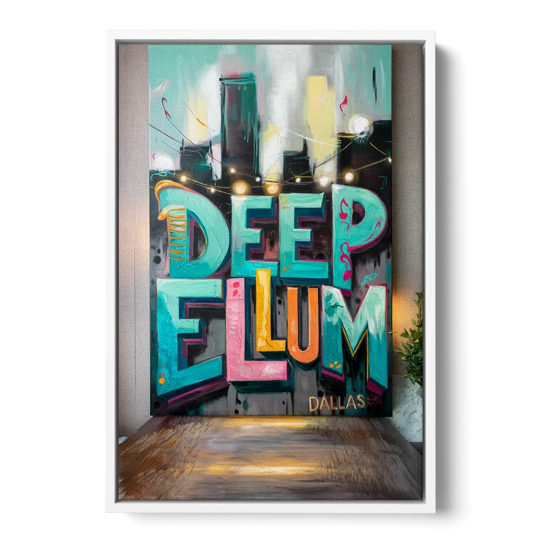 Dallas Deep Ellum Murals - White Frame Canvas