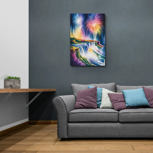 Niagara Falls Fireworks Show - Canvas Wall Art Living Room