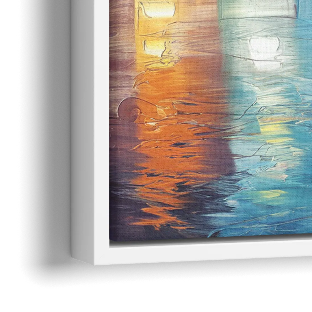 Houston Skyline Glow - Close-Up White Frame Canvas