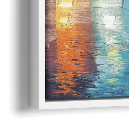 Houston Skyline Glow - Close-Up White Frame Canvas