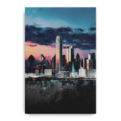 Dallas Cityscape Panorama - Canvas Wall Art