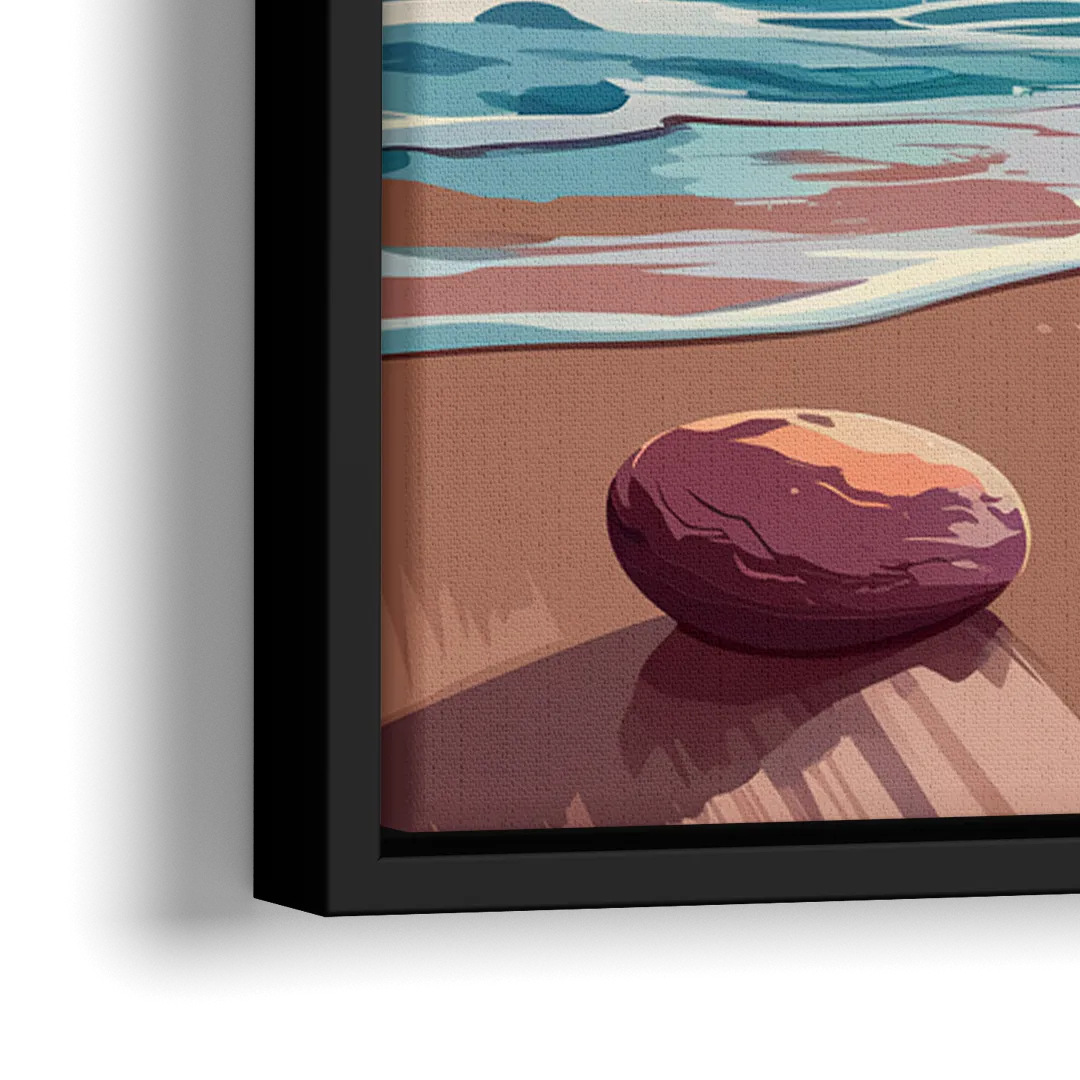 Corpus Christi Beach Sunset - Close-Up Black Frame Canvas