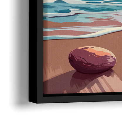 Corpus Christi Beach Sunset - Close-Up Black Frame Canvas