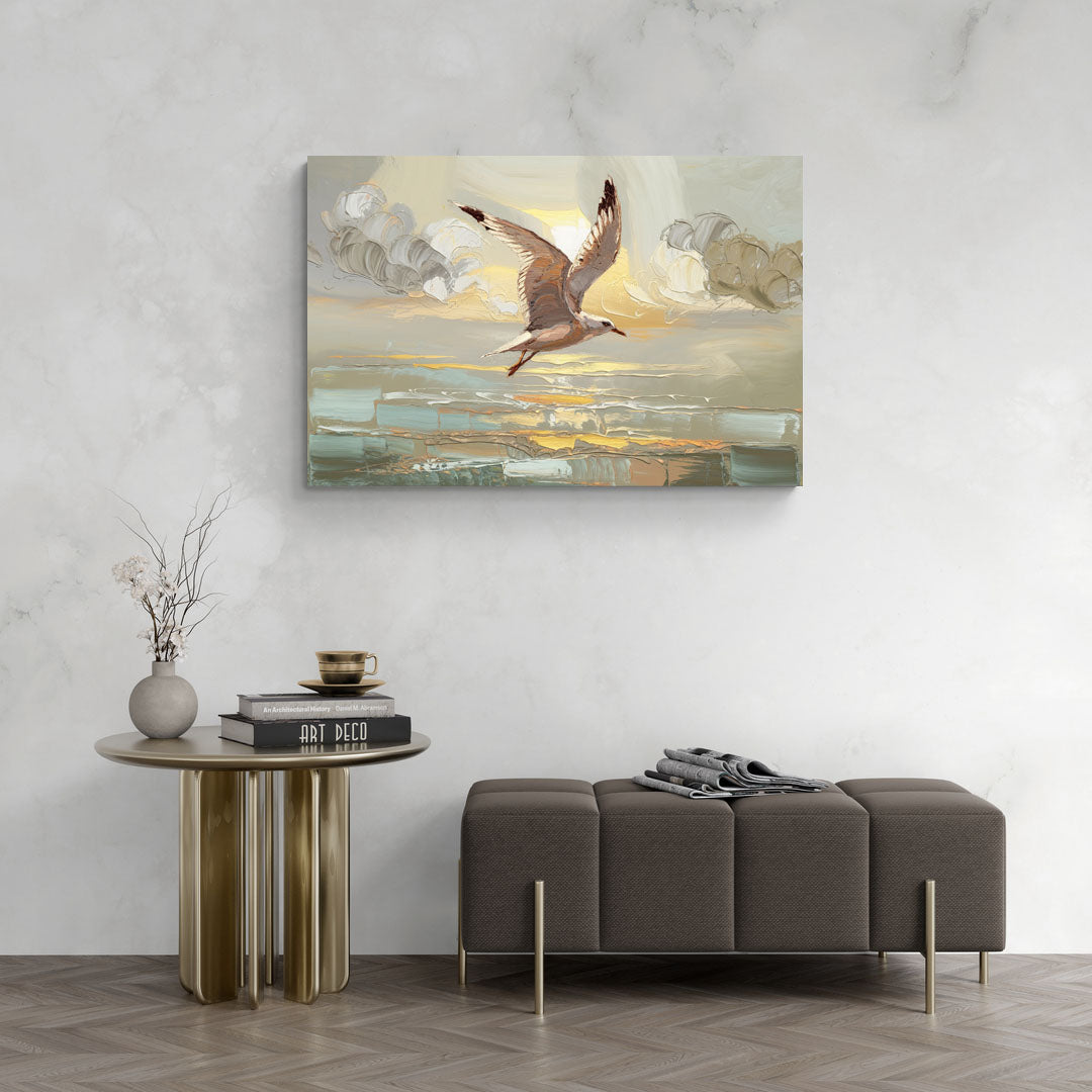 Corpus Christi Seagulls In Flight - Canvas Wall Art Living Room