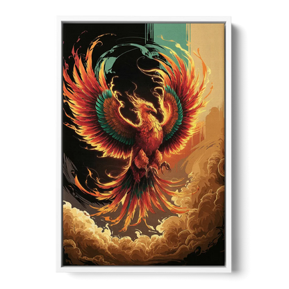 Phoenix Bird Abstract Artwork - White Frame Canvas