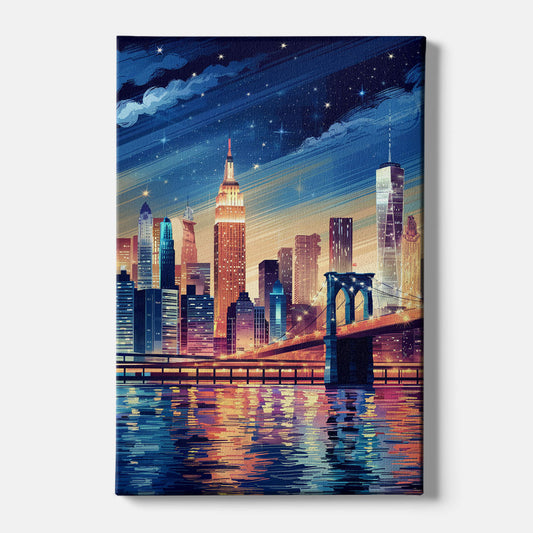 New York City Night Lights - Canvas Wall Art