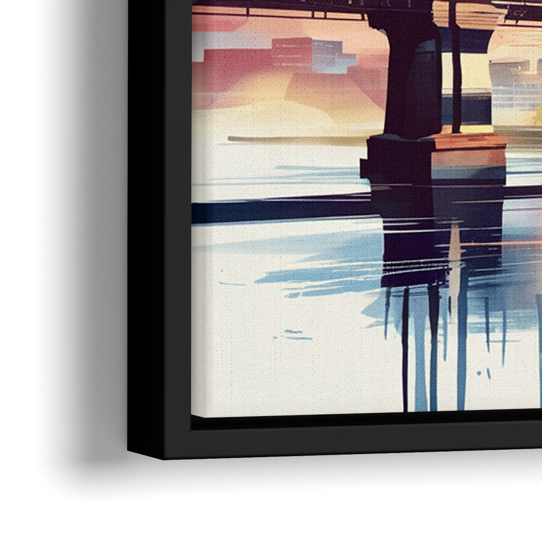 Cincinnati Skyline In Autumn - Close-Up Black Frame Canvas