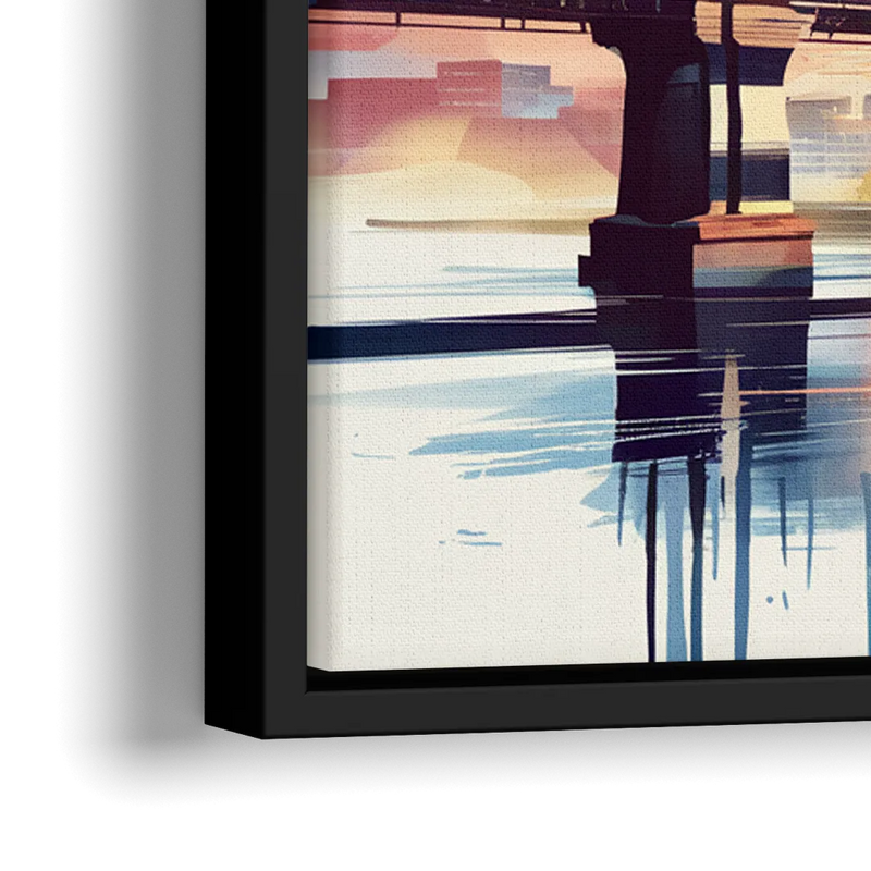 Cincinnati Skyline In Autumn - Close-Up Black Frame Canvas