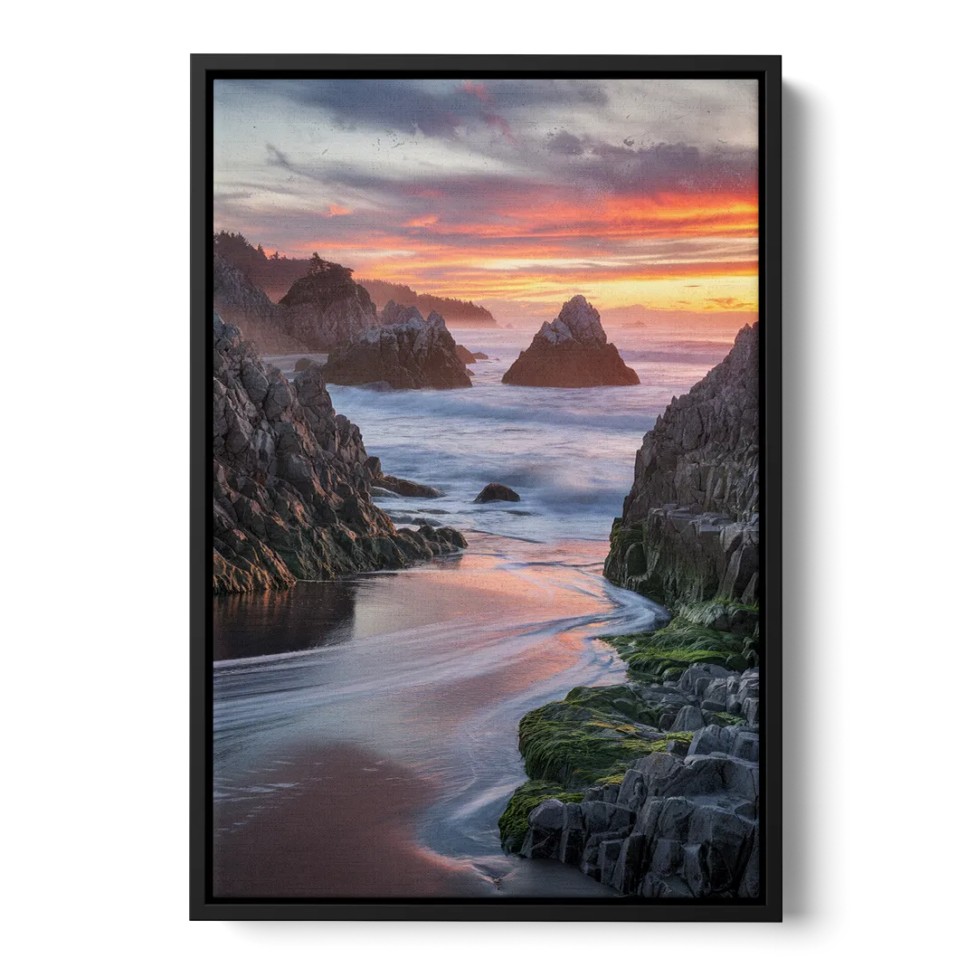 Bandon Rocky Shoreline - Black Frame Canvas