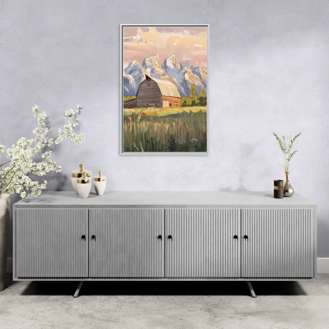 Jackson Hole Grand Teton Backdrop - Living Room White Frame Canvas
