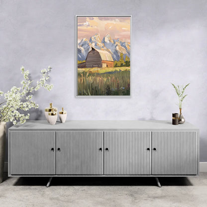 Jackson Hole Grand Teton Backdrop - Living Room White Frame Canvas