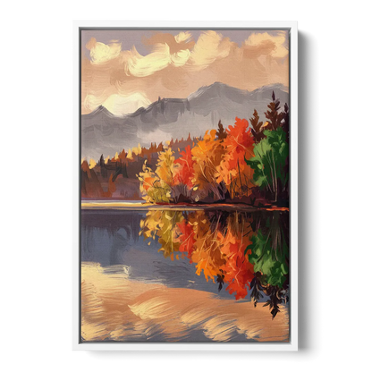 Lake Placid Scenic Reflections - White Frame Canvas