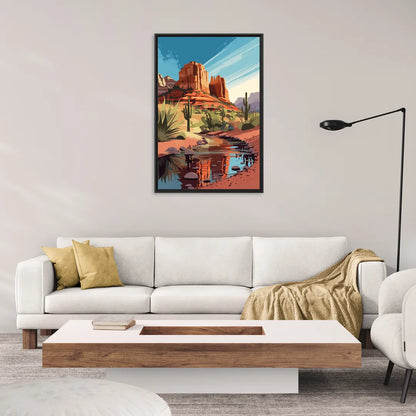 Sedona Cathedral Rock Views - Living Room Black Frame Canvas