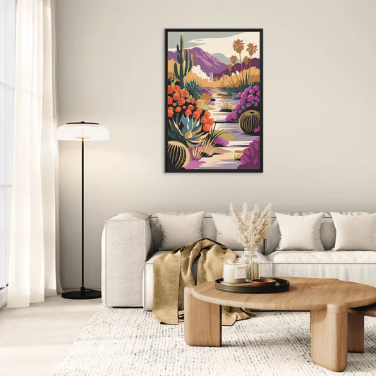 Palm Springs Desert Bloom - Living Room Black Frame Canvas