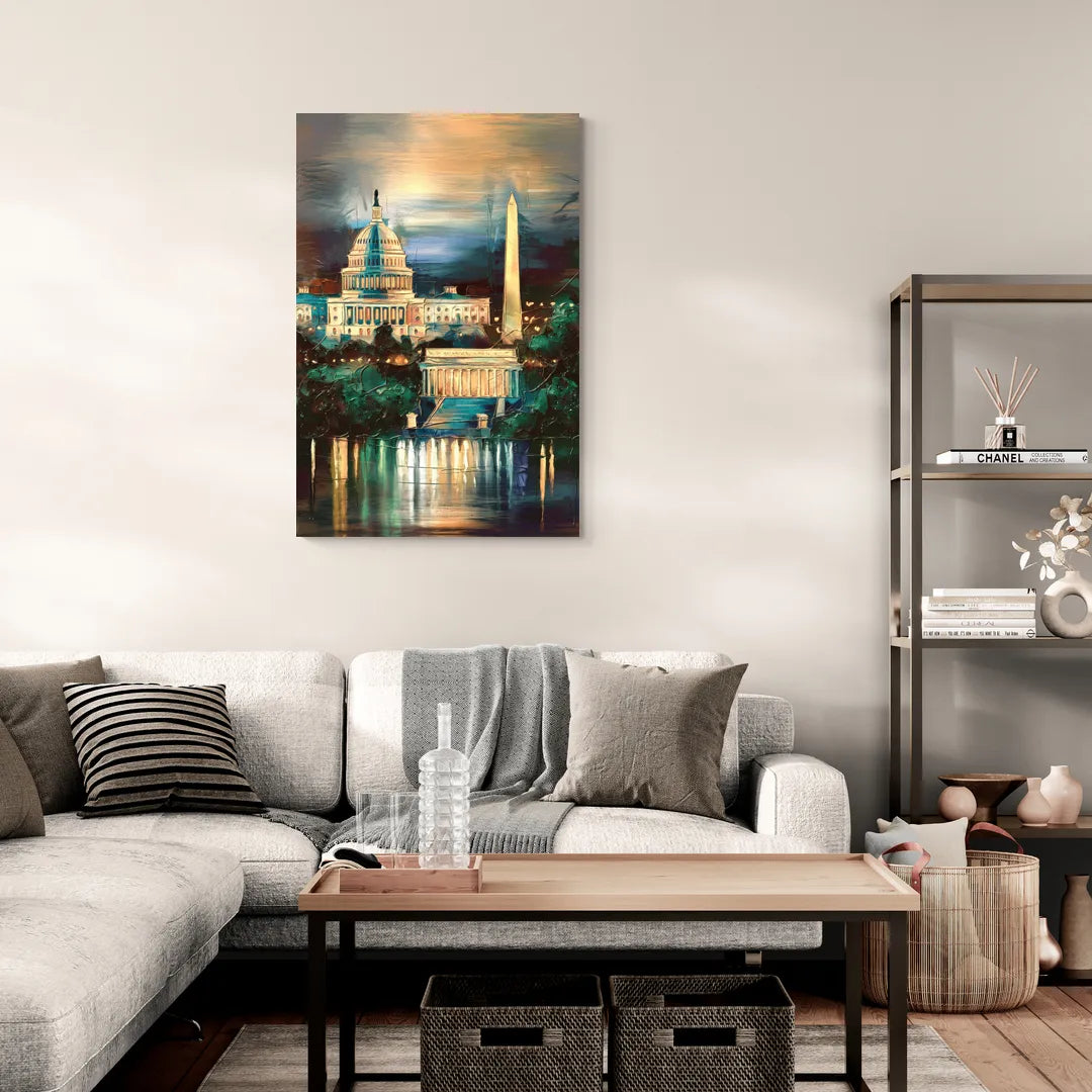 Washington DC Historic Landmarks - Canvas Wall Art Living Room