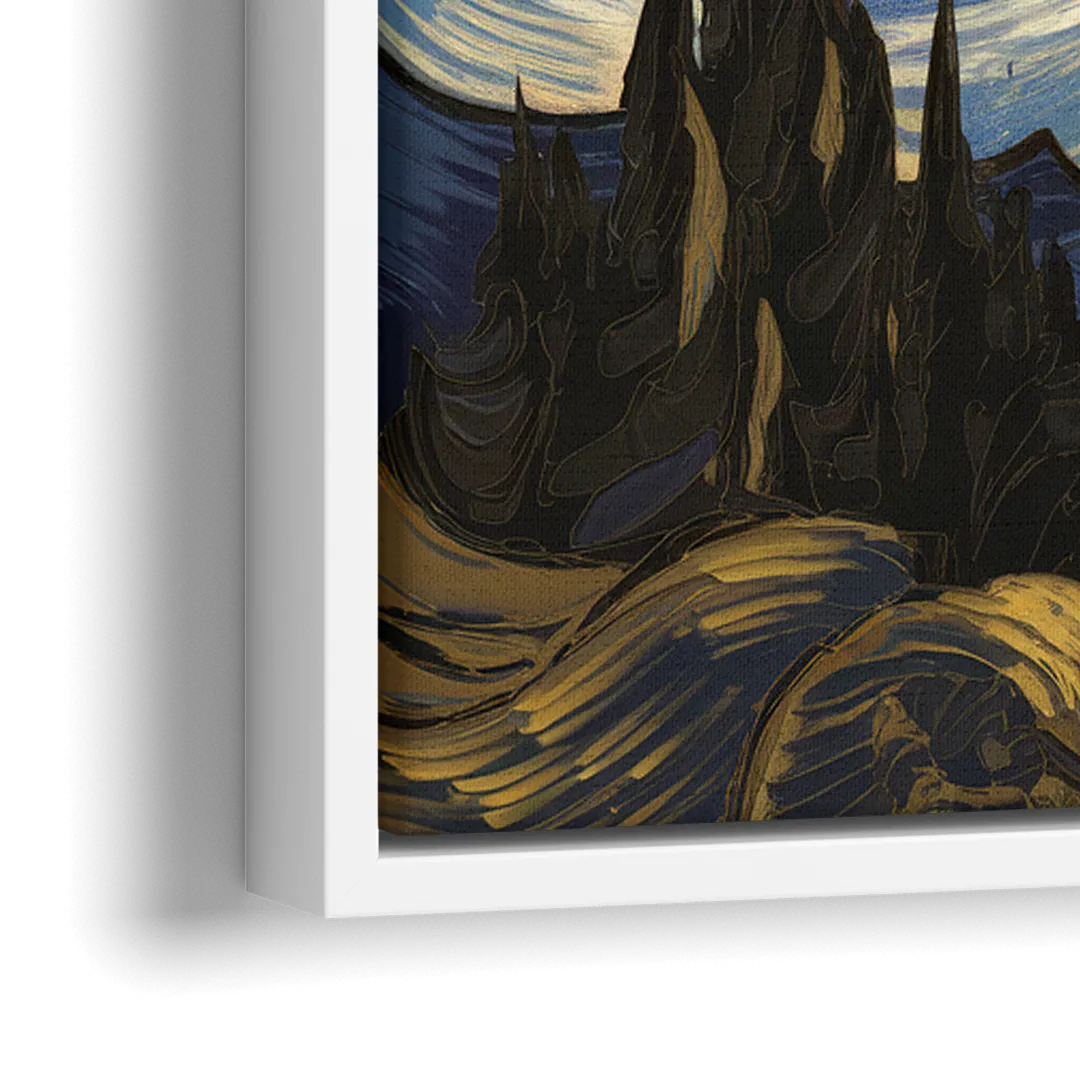 Corona Nightscape Glow - Close-Up White Frame Canvas