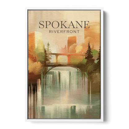 Spokane Riverfront Views - White Frame Canvas