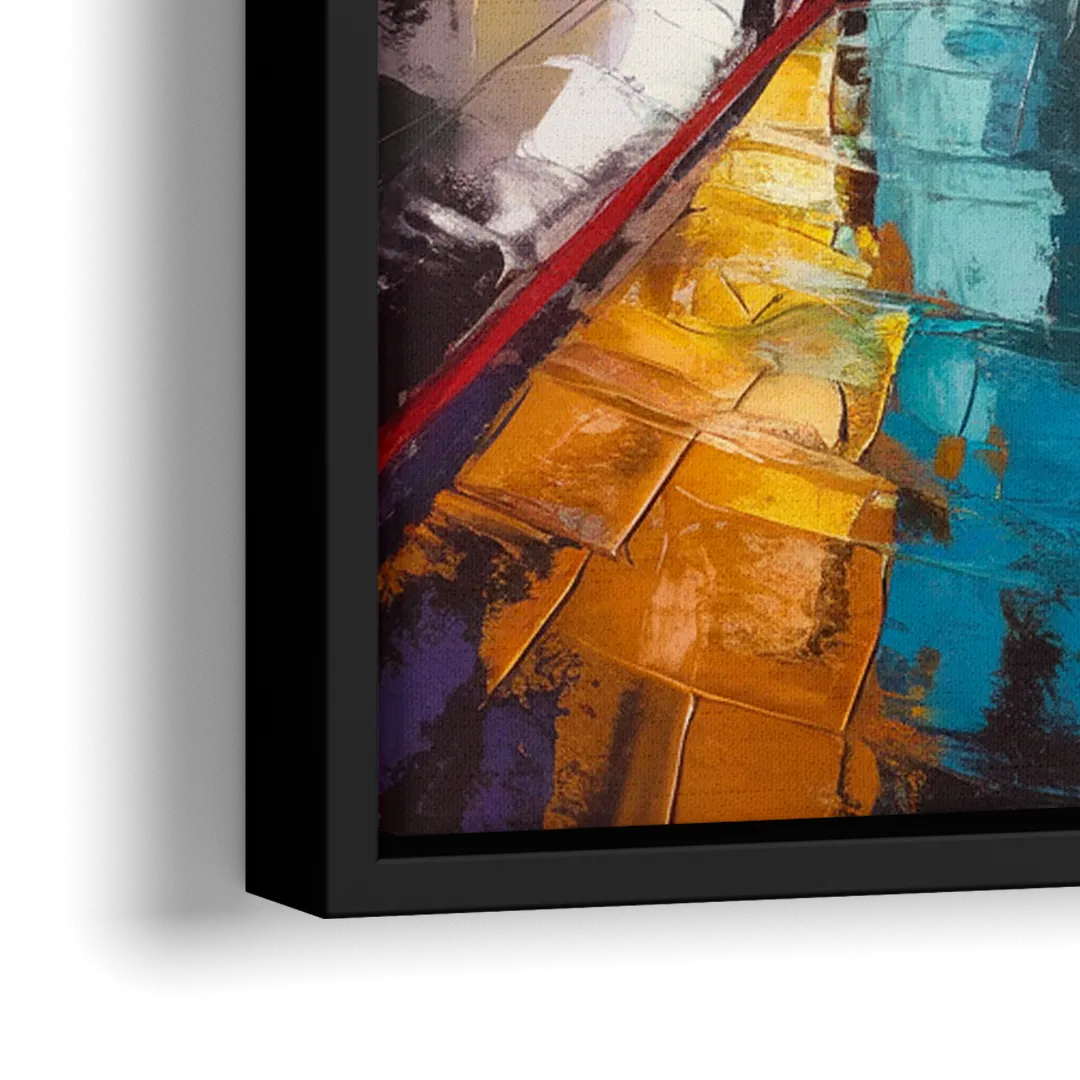 San Jose Vibrant Streets - Close-Up Black Frame Canvas