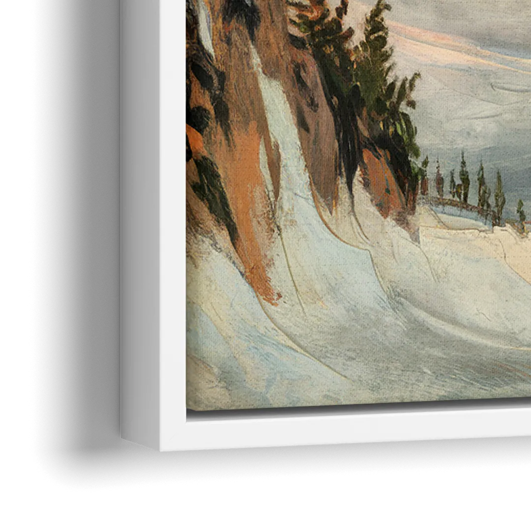 Anchorage Snowy Peaks - Close-Up White Frame Canvas