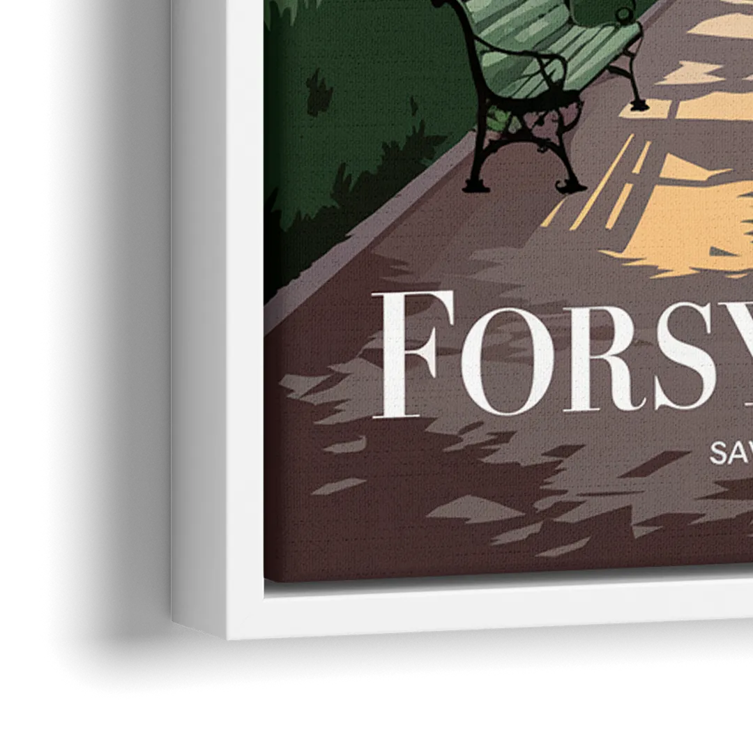 Savannah Forsyth Park Pathway - Close-Up White Frame Canvas