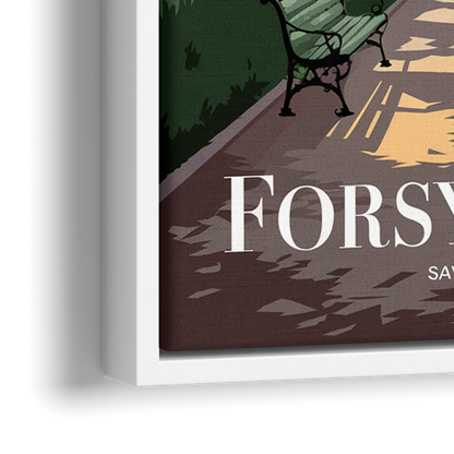 Savannah Forsyth Park Pathway - Close-Up White Frame Canvas