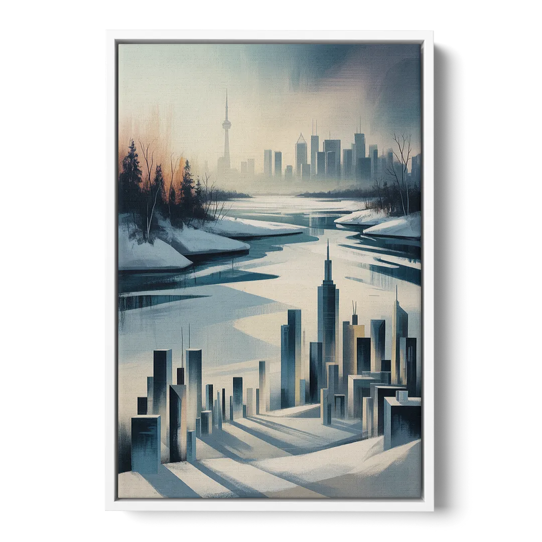 Toronto Winter Wonderland - White Frame Canvas