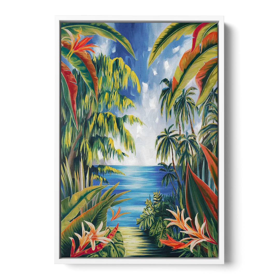 Corona Palm Tree Paradise - White Frame Canvas