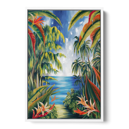 Corona Palm Tree Paradise - White Frame Canvas