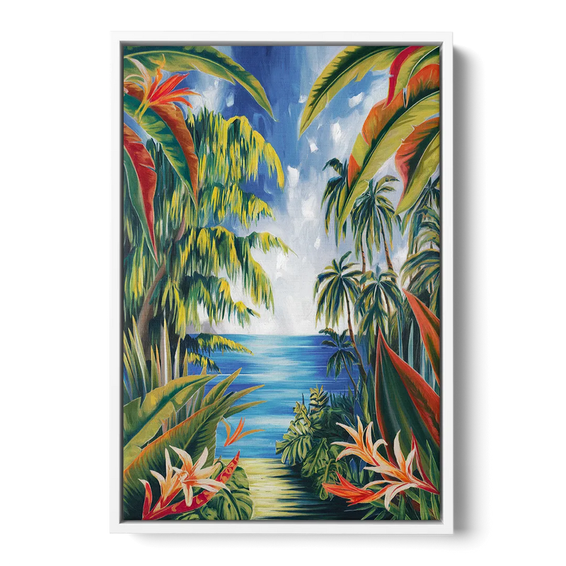 Corona Palm Tree Paradise - White Frame Canvas