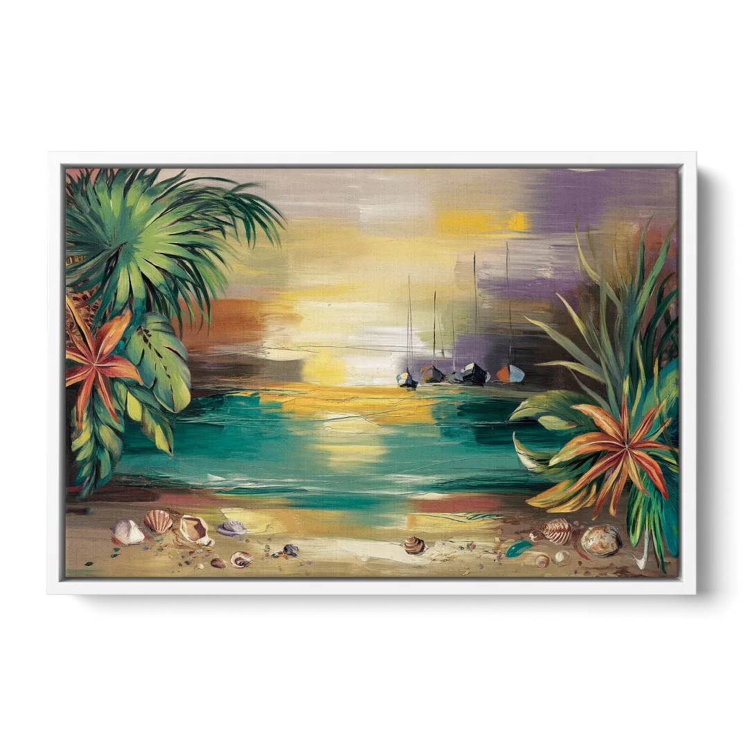 Tampa Waterfront Serenity - White Frame Canvas