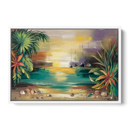 Tampa Waterfront Serenity - White Frame Canvas