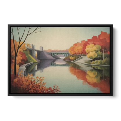 Niagara Parkway Autumn Scenic - Black Frame Canvas