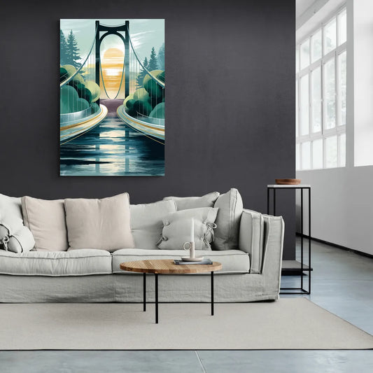 Tacoma Narrows Bridge Scene - Canvas Wall Art Living Room