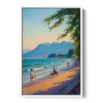 Kitsilano Beach Day - White Frame Canvas