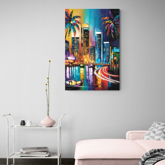 Miami Downtown Energy - Canvas Wall Art Living Room