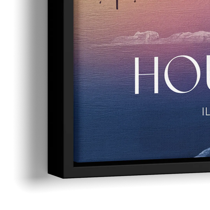 Houston Iconic Landmarks - Close-Up Black Frame Canvas