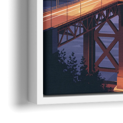 Lions Gate Bridge Twilight - Close-Up White Frame Canvas