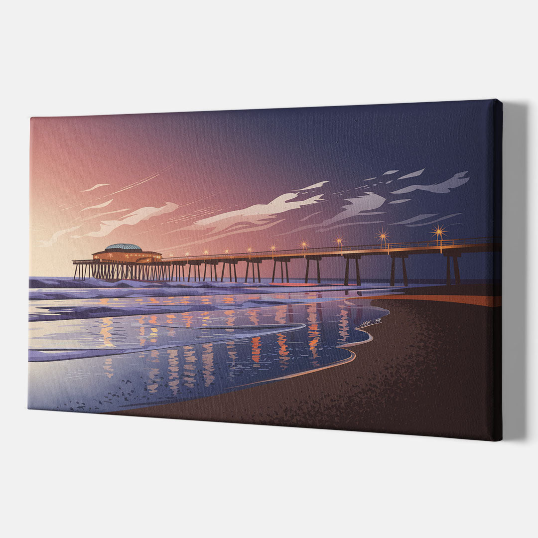 Huntington Beach Pier At Twilight - Canvas Wall Art Indoor