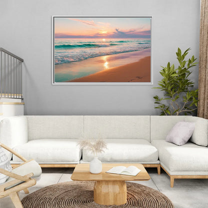 Corpus Christi Padre Island - Living Room White Frame Canvas