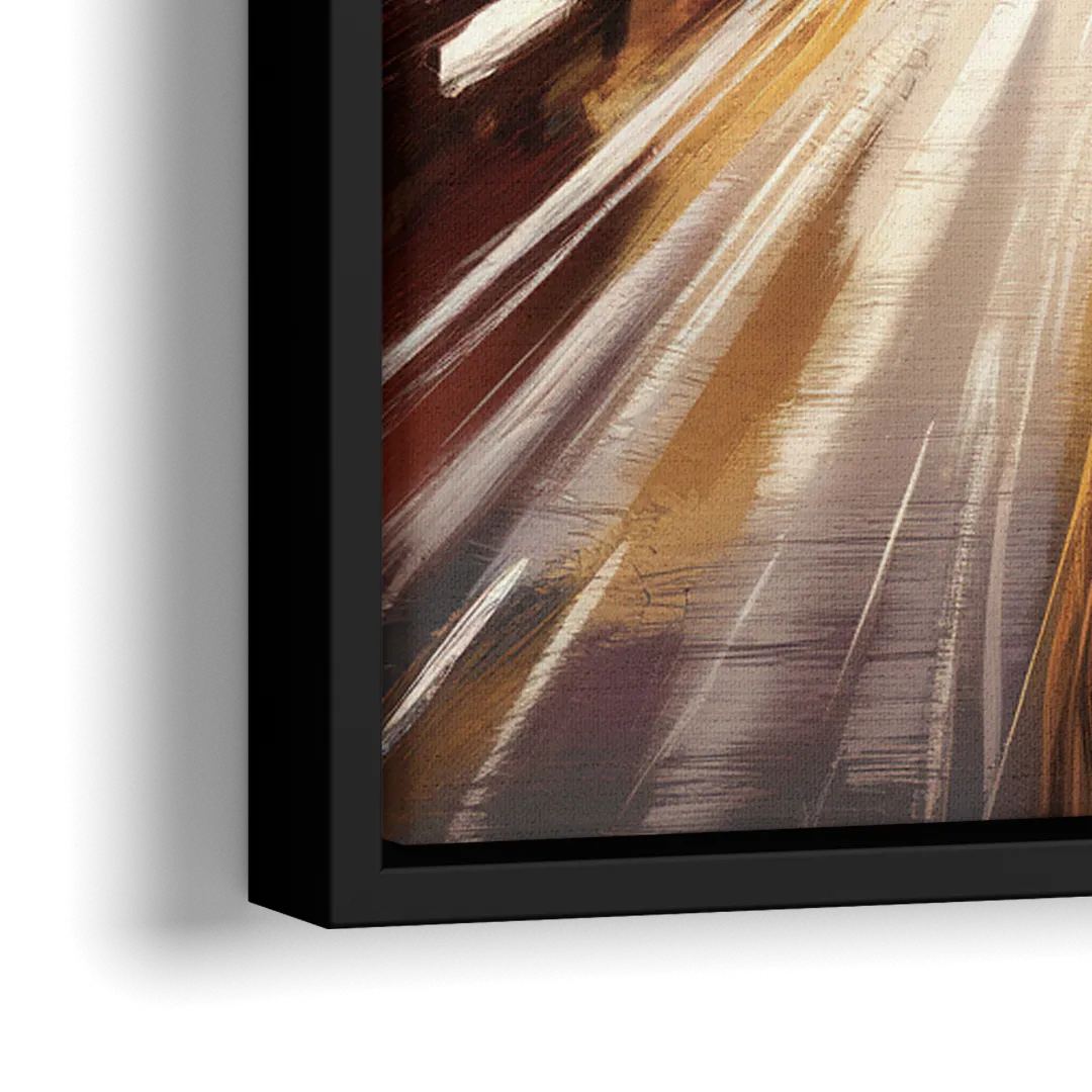 Atlanta Cityscape at Night - Close-Up Black Frame Canvas