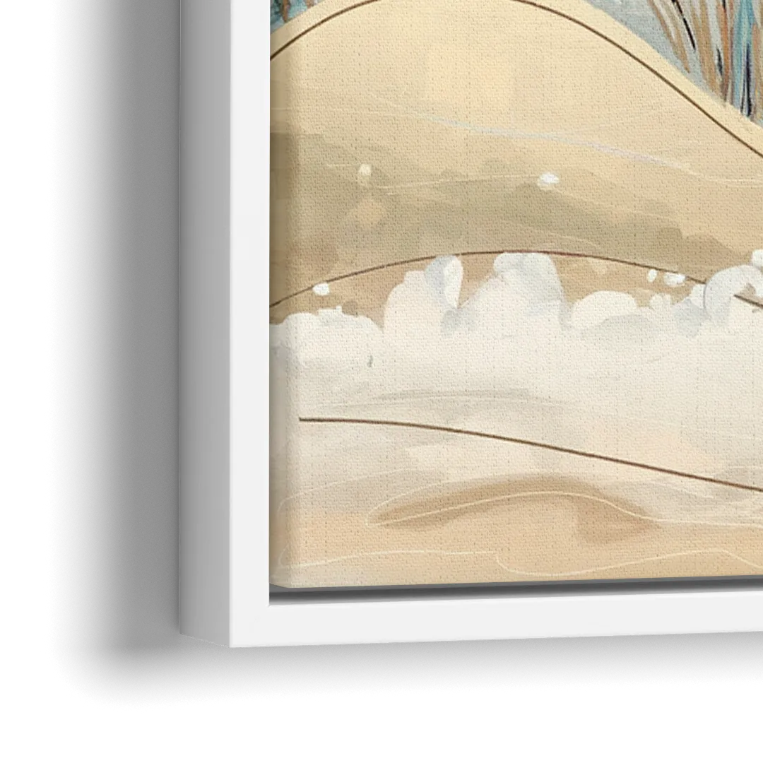 Myrtle Beach Seagulls In Flight - Close-Up White Frame Canvas